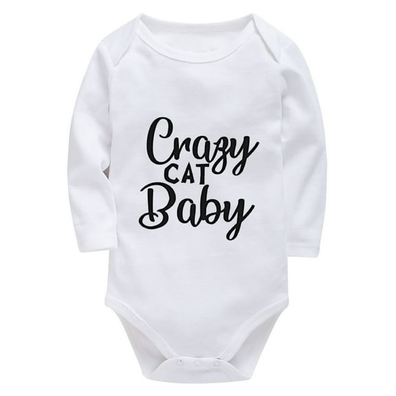 Crazy Cat Baby Outfits for Newborn Girls Long Sleeve Cotton Romper Baby Girl White Baby Girl Take Home Outfit Newborn