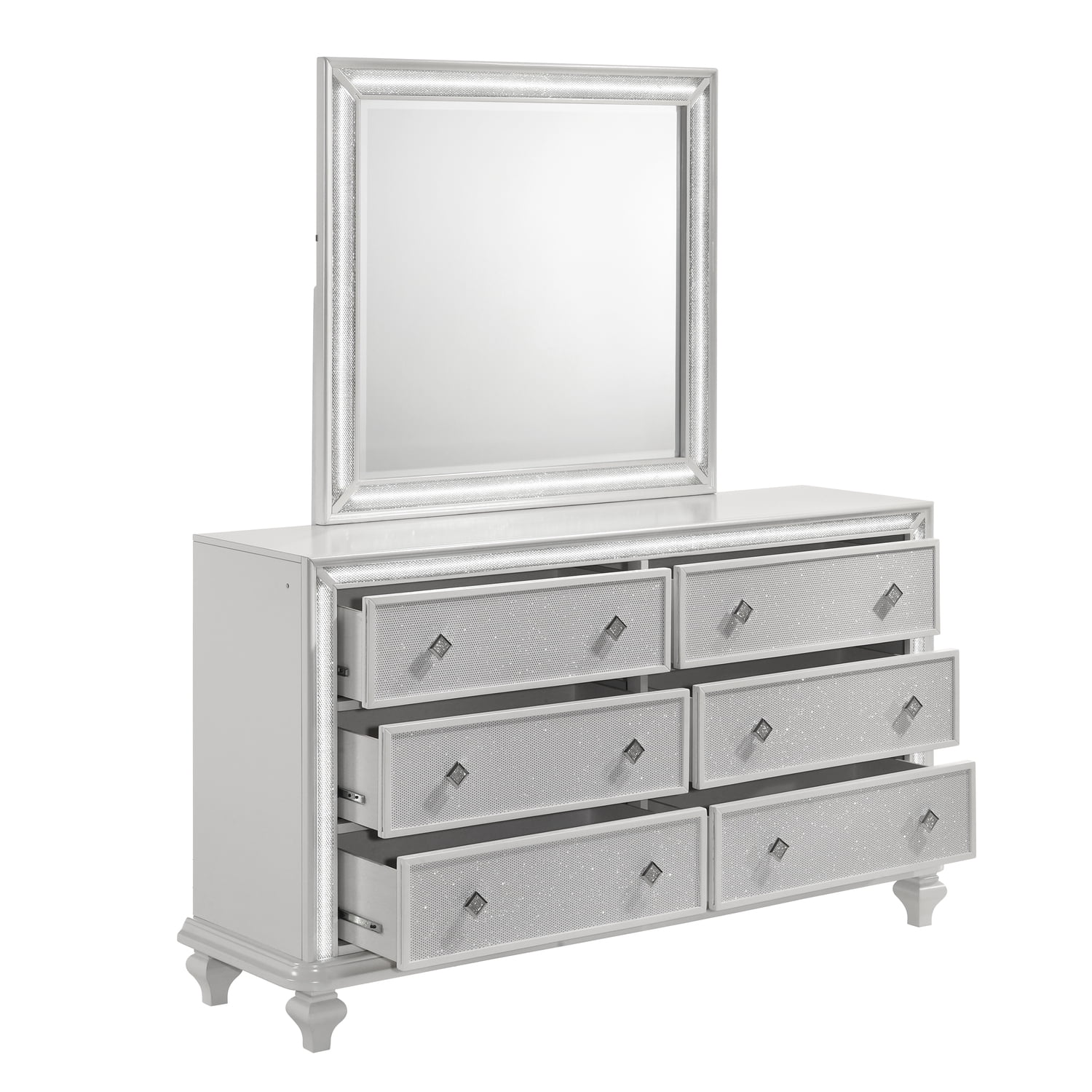 New Classic Furniture Stardust Wood 6-Drawer Dresser in White