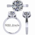 thumbnail image 3 of Nana Jewels Heart & Soul Silver 9.0mm (3ct) Round Cut Zirconia Solitaire Ring-Platinum Plated-Size 4, 3 of 7