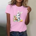 thumbnail image 5 of Easter Day Shirts Womens Short Sleeve Crewneck Tops Bunny Floral Eggs Printed Cute Graphic Tee Basic Tshirts (2XL, Pink), 5 of 6