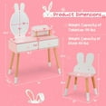 thumbnail image 2 of Gymax Kid Vanity Set Makeup Table Stool with Drawer Shelf Wood Leg Rabbit Mirror White, 2 of 10