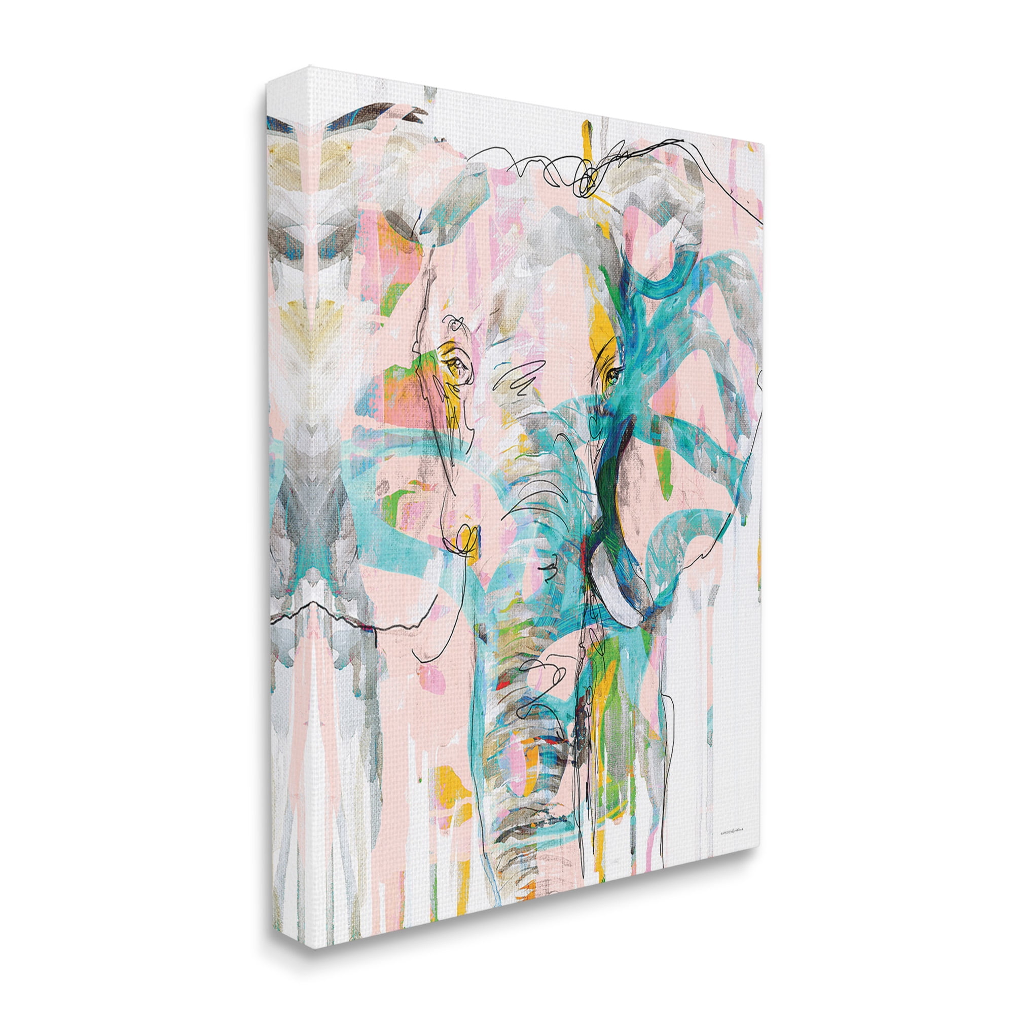 Stupell Industries Abstract Elephant Doodle Animals & Insects Painting Gallery Wrapped Canvas Art Print Wall Art, 16 x 20
