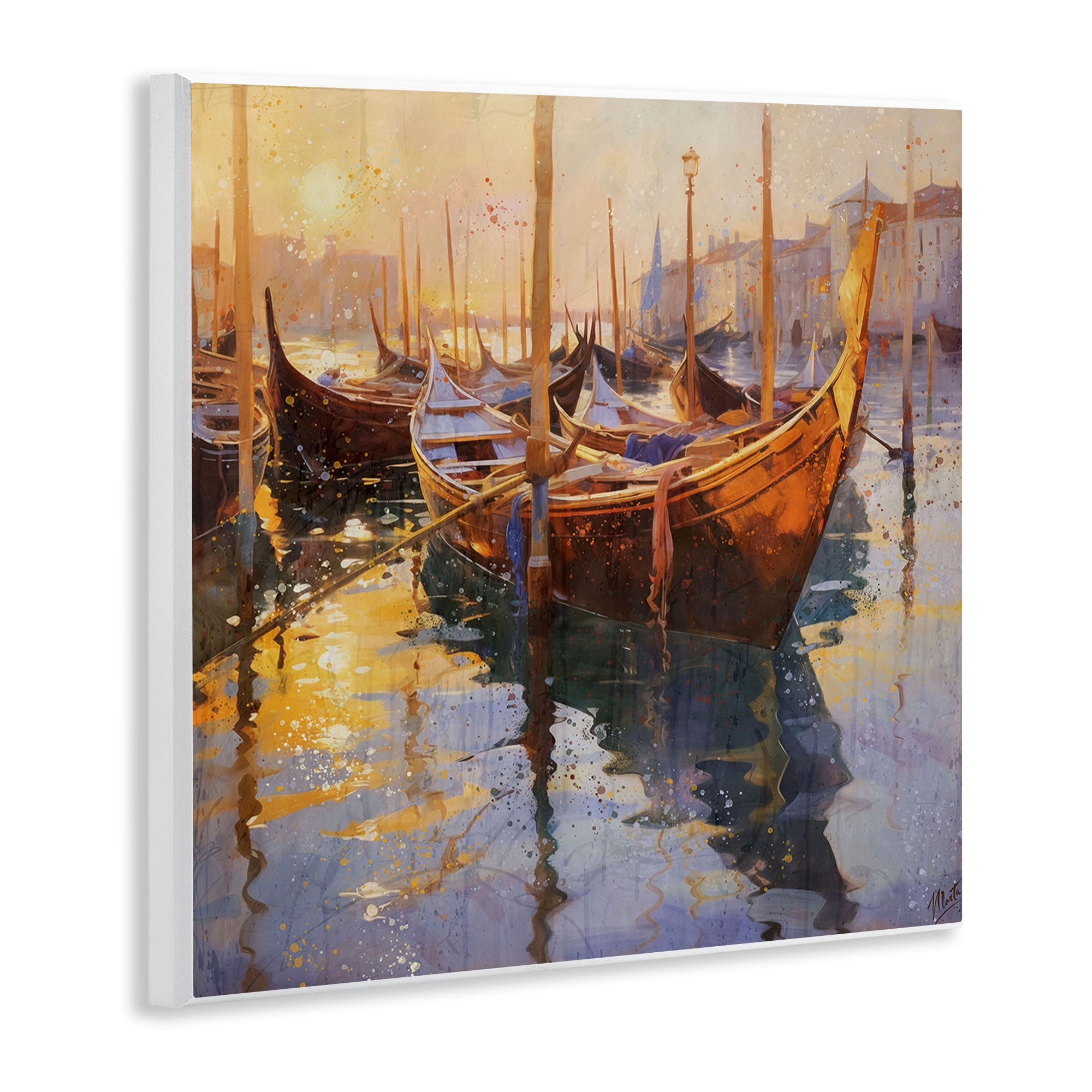 Stupell Industries Venetian Gondolas in Golden Light Wall Plaque Art, design by Marta Wiley