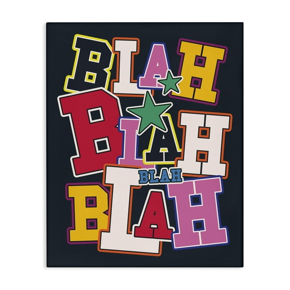 Stupell Industries Bold Blah Blah Text Text & Numbers Painting Wrapped Canvas Art Print Wall Art, 16 x 20