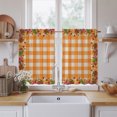 thumbnail image 2 of Fall Maple Leaves Kitchen Curtains 45 Inch Length, Thanksgiving Beige Orange Plaid Tiers Curtains for Bathroom Bedroom Cafe, Light Filtering Small Window Treatment Short Drapes 2 Panels 42"Wx45"L, 2 of 9