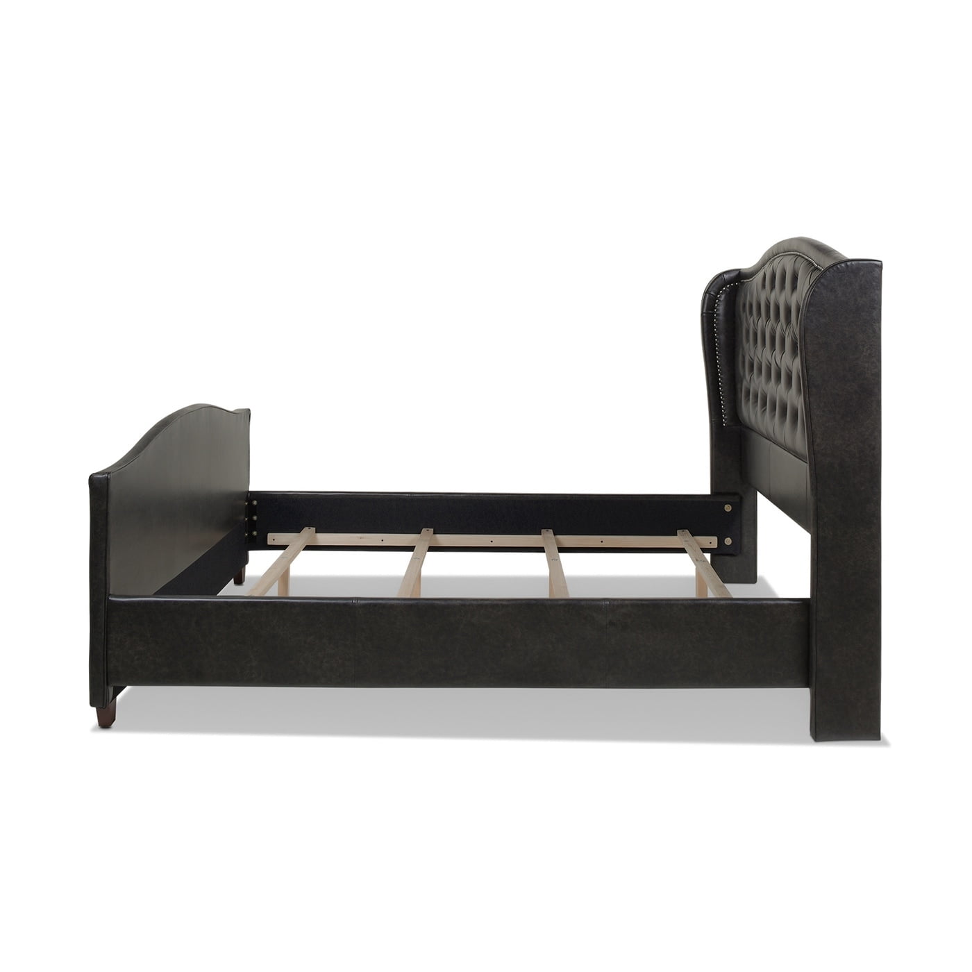 Jennifer Taylor Home Marcella Upholstered Headboard Bed King Vintage Black Brown