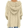 thumbnail image 4 of Aboser Fall Sweaters for Women 2026 Trendy Comfy Hoodded Jumper Tops Chunky Cable Knit Sweater Hollow V Neck Pullover Loose Fit Knitwear, 4 of 7