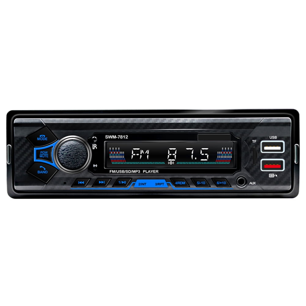 Dual USB Car AM/FM Radio Receiver with Bluetooth Handsfree and Voice Assistant & Audio Recording Support Aux-in/TF Card/USB/MP3 Player Single Din Stereo with App Control