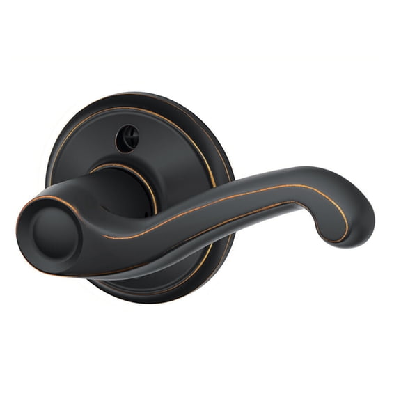 Schlage F170 FLA 716 RH Right Handed Flair Door Lever, One Sided Non-Turning Dummy Door Handle, Aged Bronze
