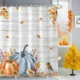 thumbnail image 2 of Shower Curtains for Bathroom-72"x84",Thanksgiving Watercolor Pumpkin Plant Waterproof Bath Curtain Shower Curtain Set, 2 of 7