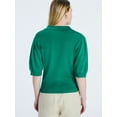 thumbnail image 3 of Free Assembly Women's and Women's Plus Collared Sweater Tee with Puff Sleeves, Lightweight, Sizes XS-4X, 3 of 5