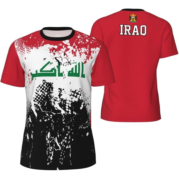 Iraq Flag Grain T-Shirt for Running Soccer Tennis Fitness Sports Jerseys Shirts