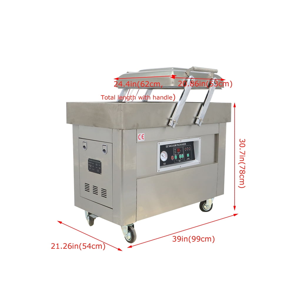 Two Chamber Vacuum Sealer Packaging Machine Food Saver Home Commercial Sealing Bars 220V 15.7 Inch
