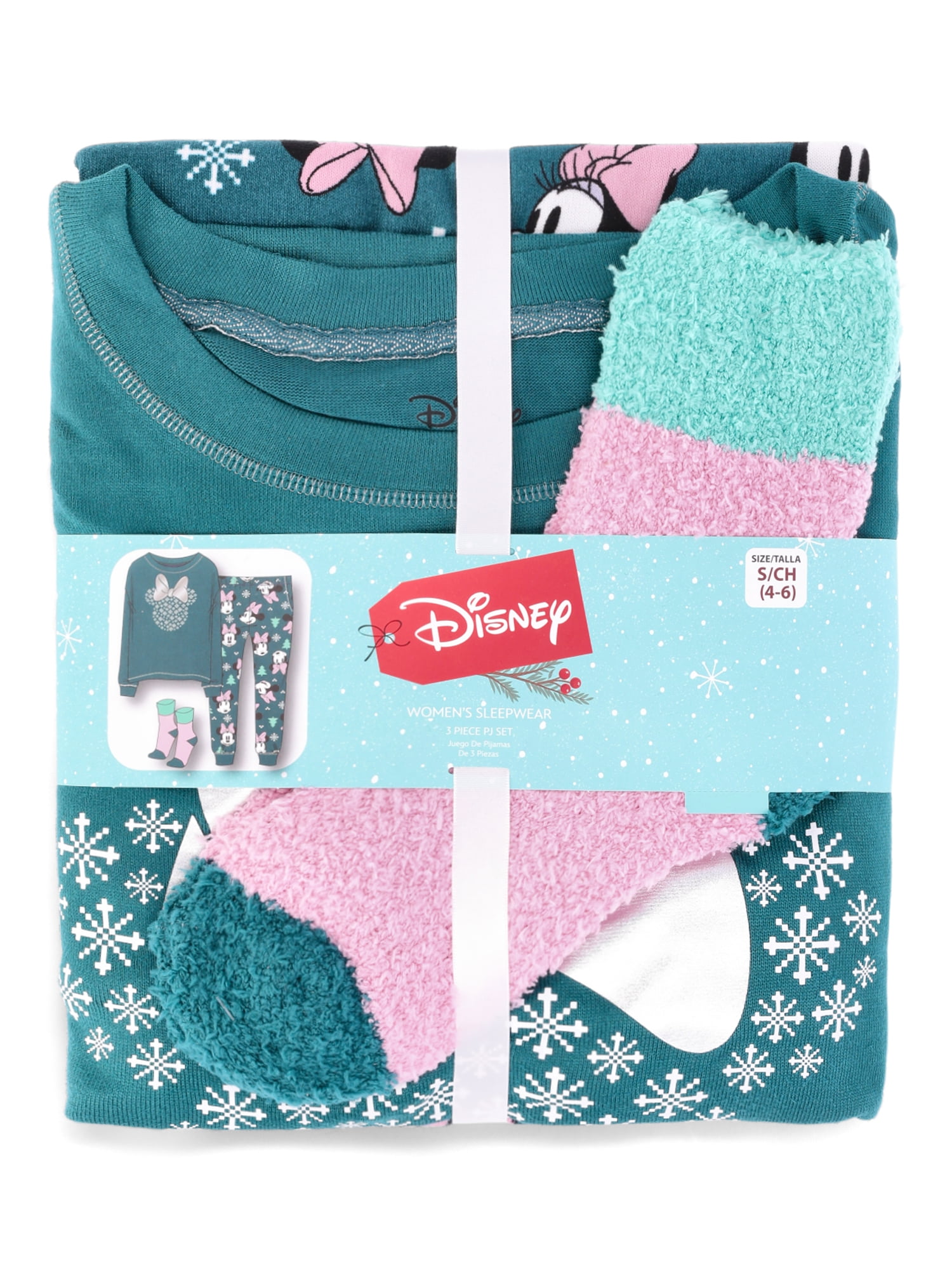 Disney Women's Minnie Mouse Lounge Top and Pants with Socks Set, 3-Piece, Sizes XS-3X