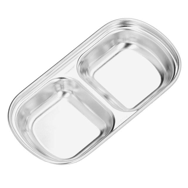 Plat d'Assaisonnement en Acier Inoxydable avec Grille Divisée pour Collations - Écologique, Assiette Polyvalente pour Camping, Randonnée, Cuisines d'Affaires