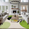 thumbnail image 5 of Rectangle Rug 5x8ft Area Rug, Mid Century Boho Green Color Block Area Rugs for Living Room Bedroom, Vintage Abstract Plant Floor Mat Non-Slip Non-Shedding Carpet Indoor Accent Rugs, 5 of 9