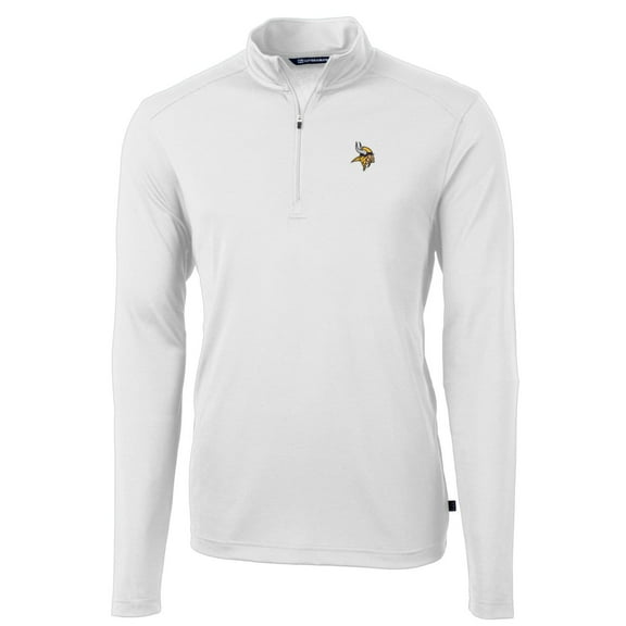 Men's Cutter & Buck White Minnesota Vikings Big & Tall Virtue Eco Pique Quarter-Zip Pullover Jacket