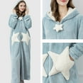 thumbnail image 4 of Lindreshi Robes for Women with Hood Womens Splice Hooded Thicken Coral Fleece Robe Pocket Bathrobe Sleepwear Pajamas, 4 of 7
