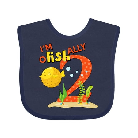 

Inktastic I m O-Fish-Ally Two- Cute Puffer Fish Second Birthday Gift Baby Boy or Baby Girl Bib