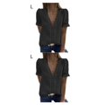 thumbnail image 3 of Jumpingount Camiseta de verano con cuello en V para mujer, blusa holgada de encaje lavable de Color sólido, camisa de oficina para trabajar en Type3 NO3, 3 of 6