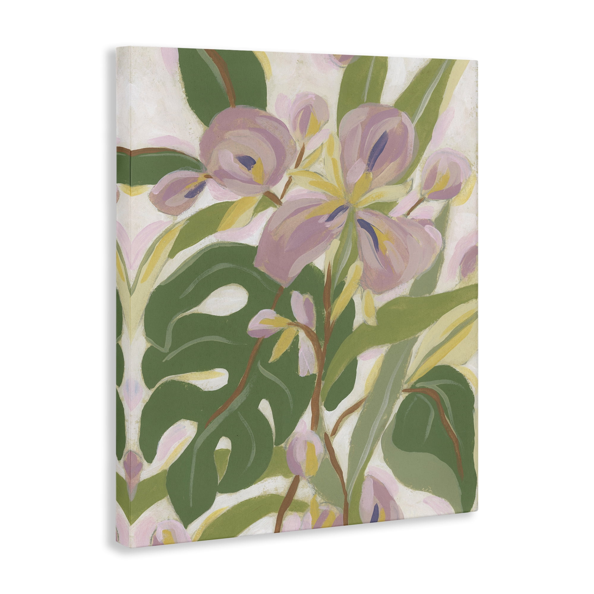 Stupell Industries Monstera & Pink Flower Plants & Flowers Painting Wrapped Canvas Art Print Wall Art, 30 x 40