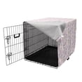 thumbnail image 3 of Kitten Dog Crate Cover, Flowers Cats with Striped Tails and a Ribbon, Easy to Use Pet Kennel Cover Small Dogs Puppies Kittens, 7 Sizes, Mauve Pale Pink, by Ambesonne, 3 of 6