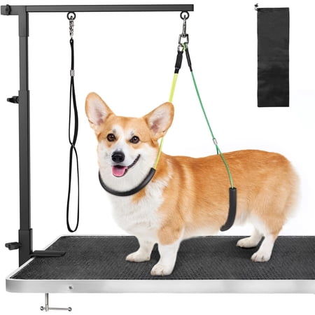 Pawaboo Dog Grooming Table Arm with Clamp, 35" Dog-Grooming-Arm Dog Grooming Stand and Free Two No Sit Haunch Holder with Grooming Loop, Foldable Dog Grooming Arm for Small Medium Pet