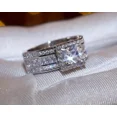thumbnail image 2 of 3Ct Princess Cut Lab Created Diamond 14K White Gold Finish Engagement Cluster Ring, 2 of 2