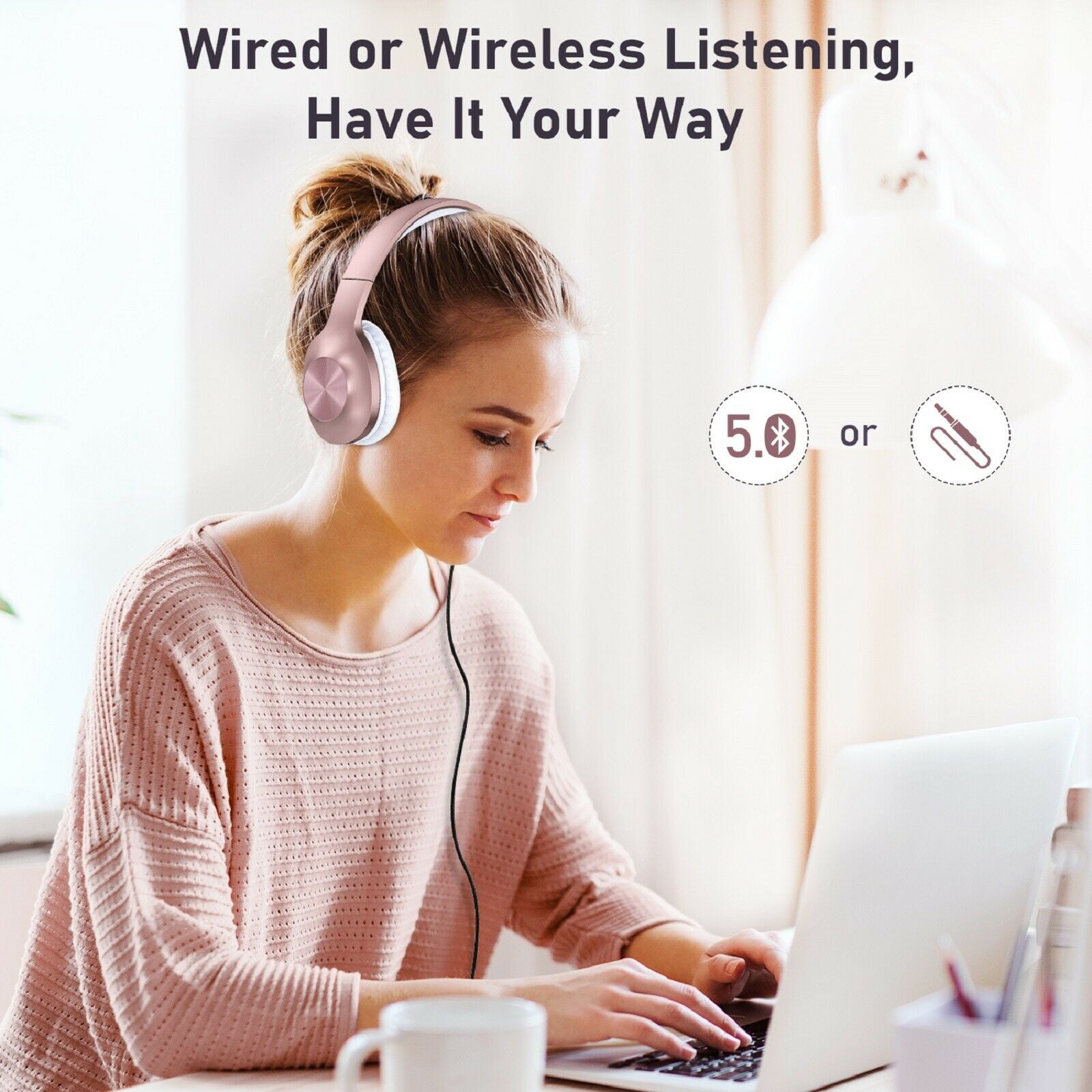 Wireless Headphones for Samsung Galaxy Tab A 8.0" (2017)/Tab A 8.0" (2018)/A8 10.5" (2021) - Foldable Headset w Mic Hands-free Earphones Earbuds Over Ear