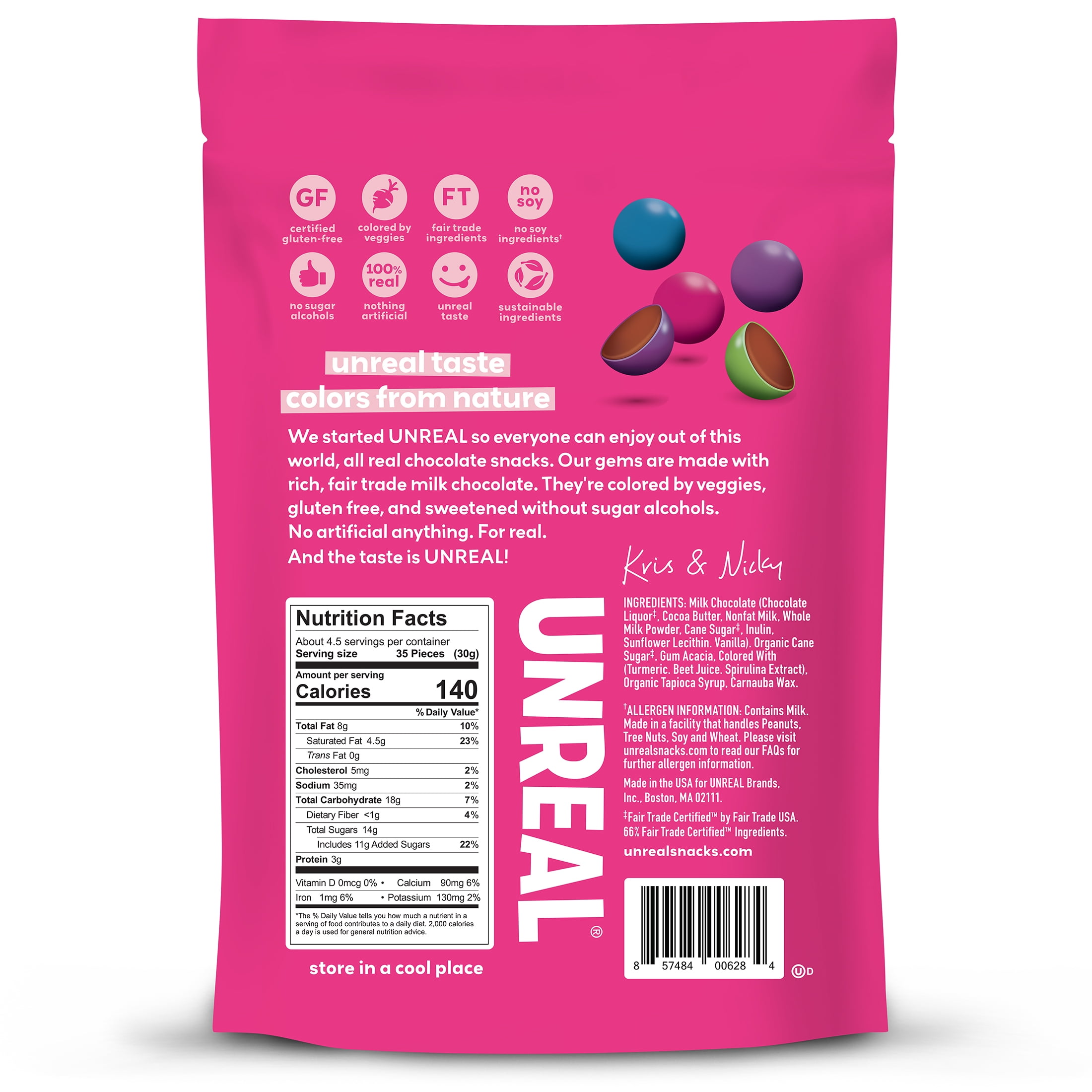 (3 pack) UNREAL Milk Chocolate Gems, 5 oz