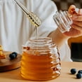 thumbnail image 2 of Glass Honey Jar with Dipper and Lid, 17.6oz Heat Resistant Honey Pot, Honey Diapenser Container for Storing Honey and Syrup, Home and Kitchen Organization, Gifts for Her Christmas, Coffee Bar Decor, 2 of 9