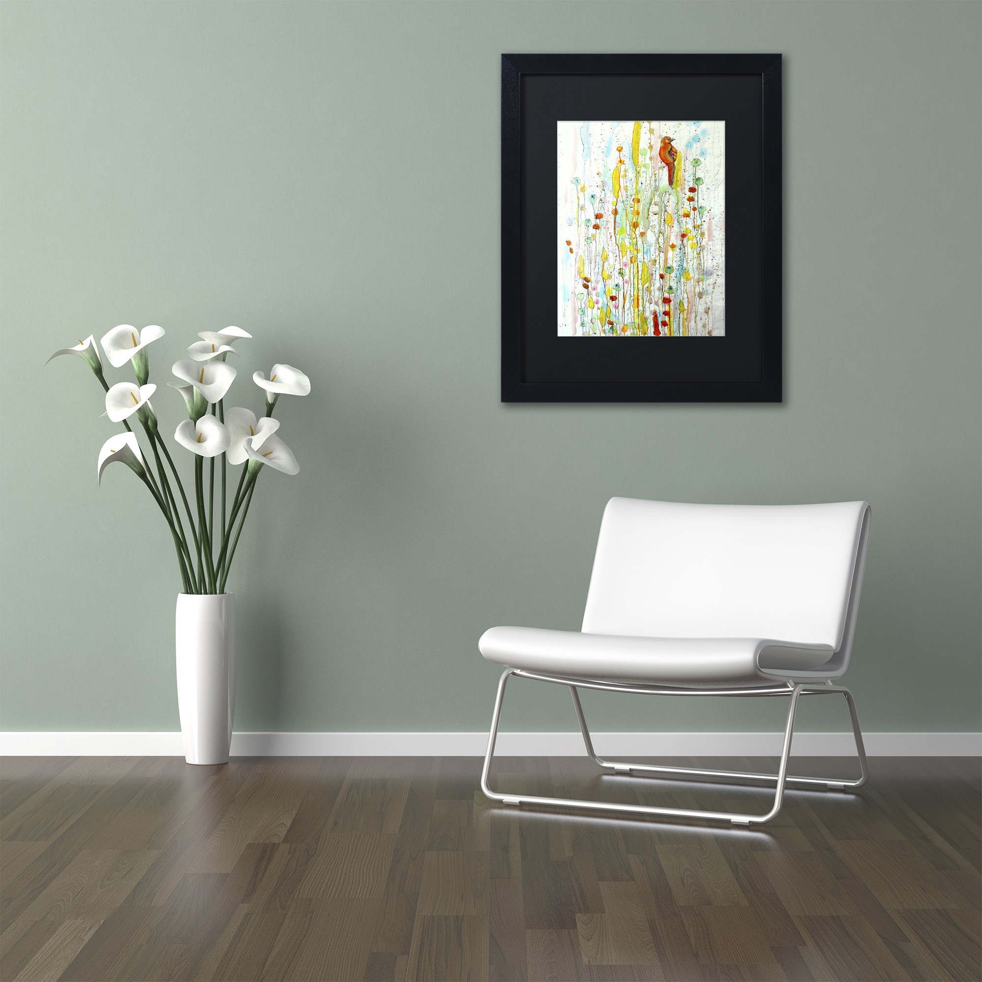 Sylvie Demers 'Pause' Black Matted Framed Art