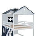 thumbnail image 6 of Bellemave House Bunk Bed with Tent, Wood Full Over Full Bunk Beds with Windows and Sills, Curtains Bunk Beds for Teen (Blue+White), 6 of 9