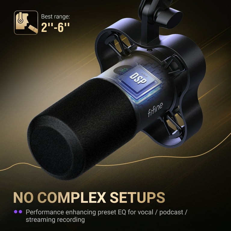 FIFINE K688 XLR USB Podcast Microphone with Boom Arm for PC