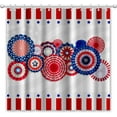 thumbnail image 2 of 4th of July Shower Curtain for Bathroom Patriotic Independence Day American Flag Star Swirl Decoration Pom Poms Flowers Shower Curtain Set with Hooks 72''''X72'''', 2 of 6