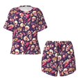 thumbnail image 2 of Yiaed music Skull record Guitar Print Short Sleeve Pajama Sets for Women Casual Crew Neck 2 Piece Lounge Sets Women's Short-Sleeved Pajama-Small, 2 of 5