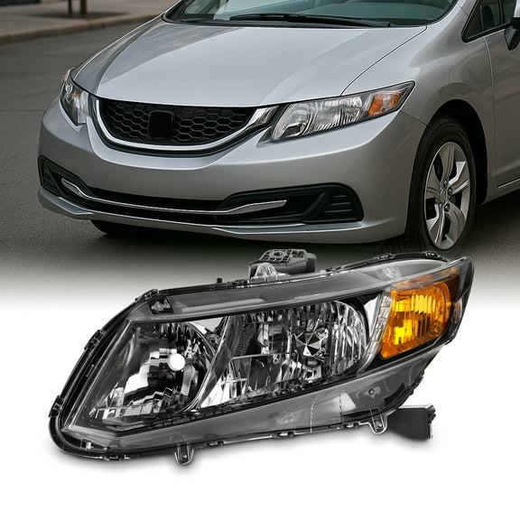 AKKON - Fits 2012 2013 2014 2015 Civic Sedan Coupe Halogen Type Chrome Headlights Left Driver Side