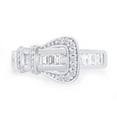 thumbnail image 2 of Round & Baguette Cut White Cubic Zirconia Belt Buckle Band Ring In 14K White Gold Plated 925 Sterling Silver (Color:White, Clarity: VVS1-VVS2) -6, 2 of 9