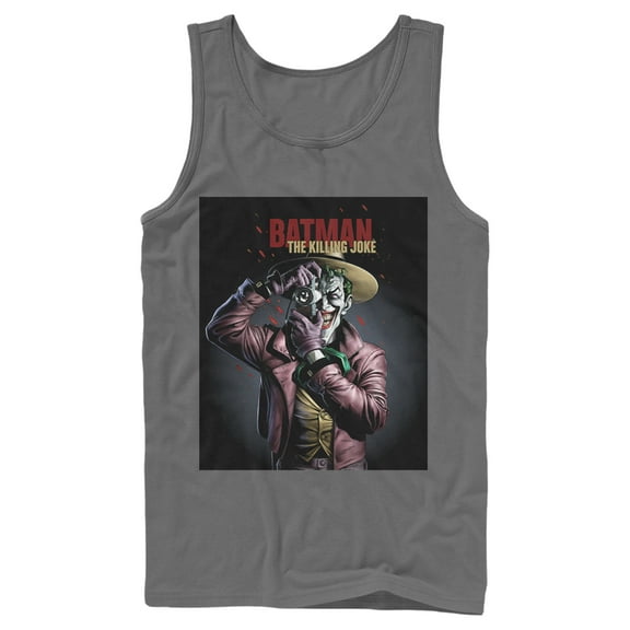 Men's Batman Joker Camera Poster Tank Top Charcoal X Large