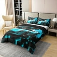 thumbnail image 3 of Blue Race Car 100% Cotton Bedding Set Full,Sports Car Men Duvet Cover 3pcs Room Decor,Modern Abstract Geometry Comforter Cover,Neon Blue Geometric Quilt Cover,Not Comforter, 3 of 6