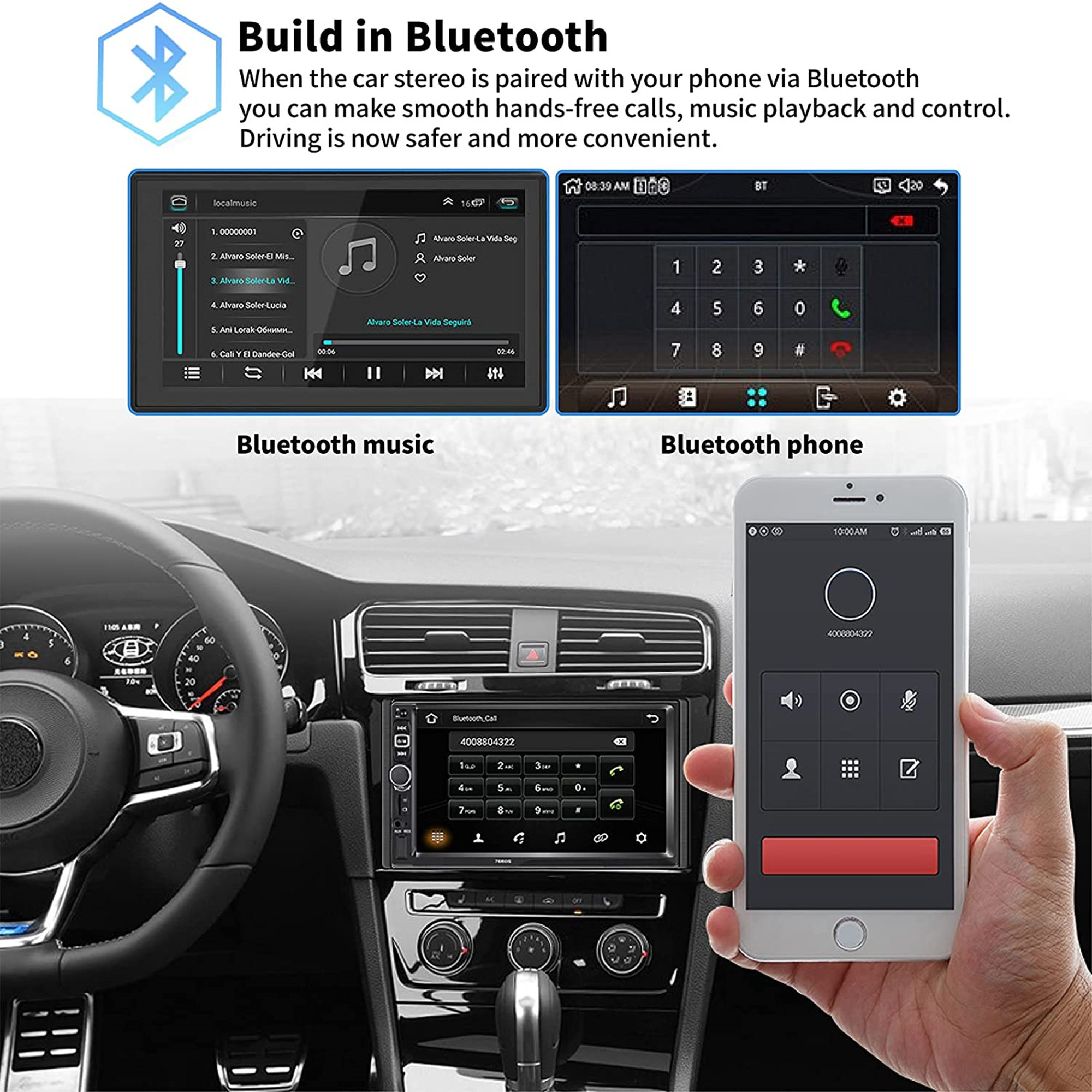 Double Din Car Stereo Audio Receiver Compatible with Apple Carplay and  Android Auto, 7-inch HD Touchscreen with Voice Control, Mirror Link, Backup  Camera, SWC, Bluetooth, AM/FM, USB/AUX Port