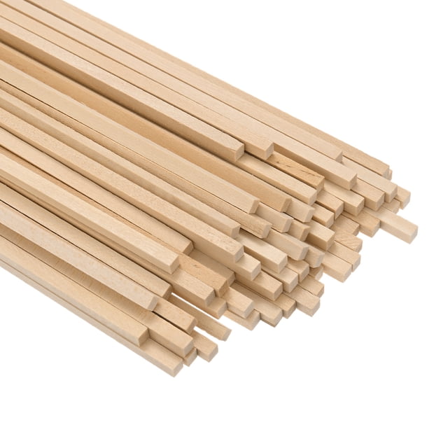 Uxcell 60-Pack Varillas de Dowel Cuadradas de Madera, 13/64 x 12 Pulgadas Varilla de Madera Sin Terminar, Palos de Madera para Manualidades