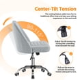thumbnail image 6 of Alden Design Linen Fabric Mid Back Office Desk Chair with Metal Base, Light Gray, 6 of 9