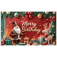 thumbnail image 2 of Festive Design Merry Birthday Celebration Banner Christmas Theme Santa Claus Reindeer Snowman Party Backdrop for Holiday Party Winter Event Home Decoration, 2 of 8