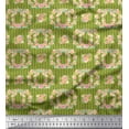 thumbnail image 1 of Soimoi Green Rayon Fabric Wreath & Stripe Print Fabric by Yard 56 Inch Wide, 1 of 1