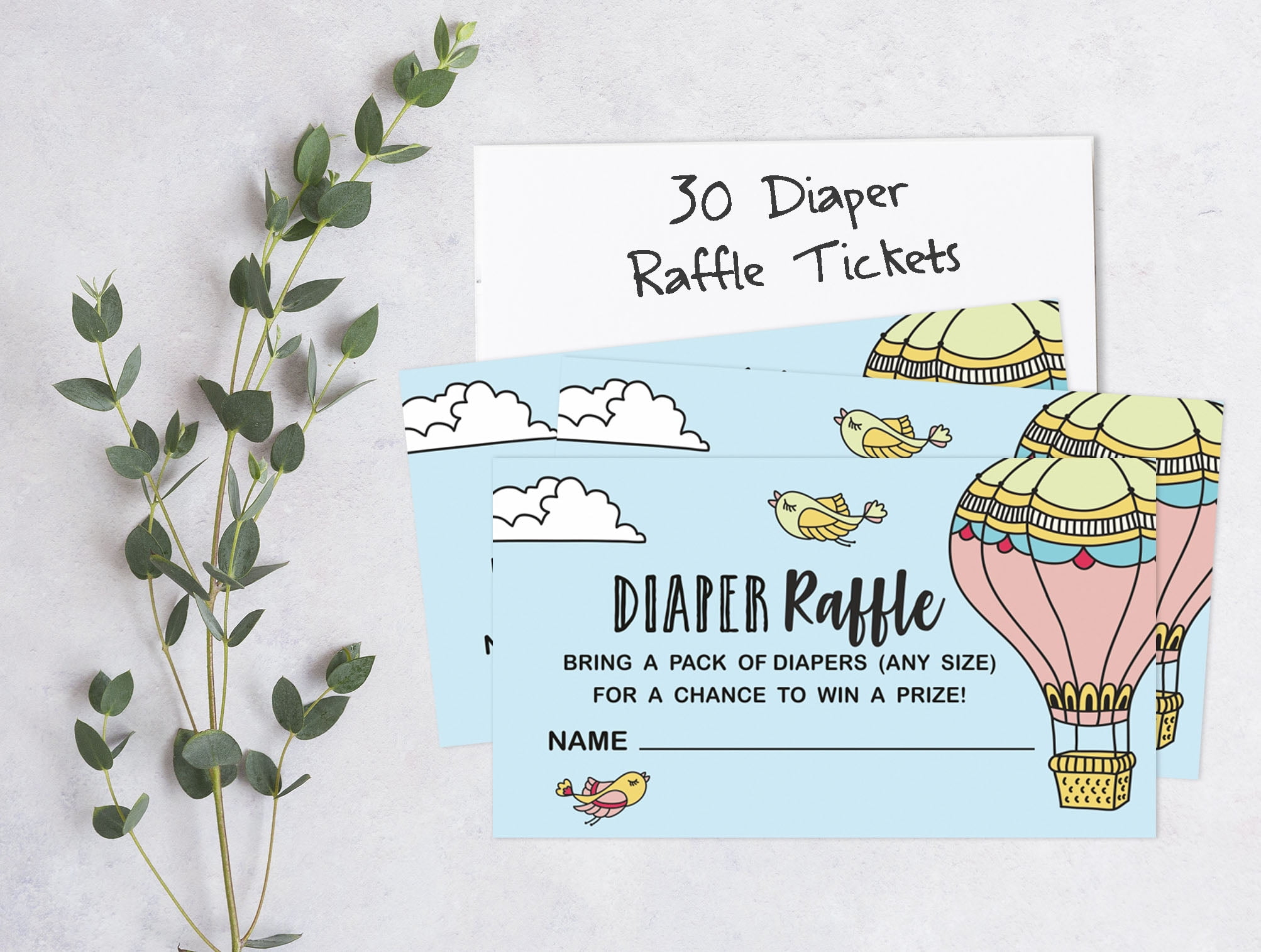 Inkdotpot Set Of 30Gender Neutral Baby Shower Invitations-Diaper Raffle Tickets And Baby Shower Book Request Cards Up Up & Away Baby On The Way invites Its A Boy Its A Girl