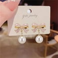 thumbnail image 2 of Latrodar 925 Silvery Pearl Drop Earrings For Women Trendy Gold Dangle Earrings AAA+ Quality Wedding Earrings Jewelry For Brides Up to 30% Off, 2 of 5