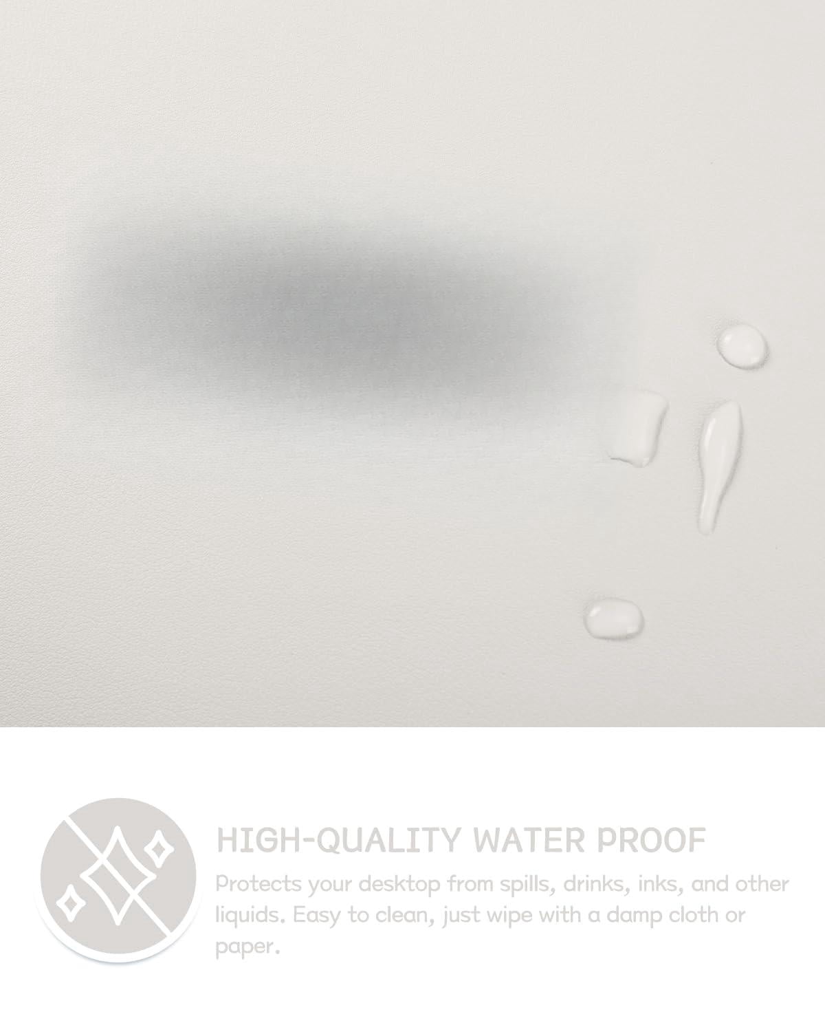 Non-slip Leather Desk Pad L Size  Waterproof Laptop Computer Mat Table Protector Blotter Large Mouse For Office/work/home/decor(apricot Gray 35.4" X 17")