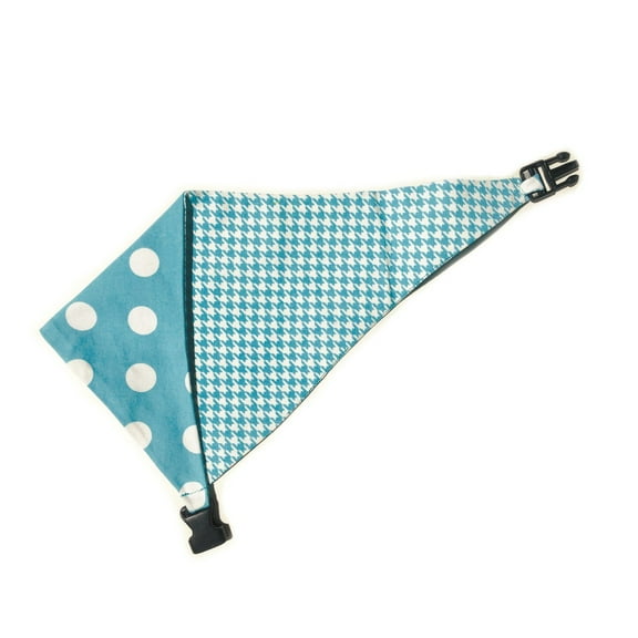 Baby Blue Houndstooth Reversible Dog Bandana