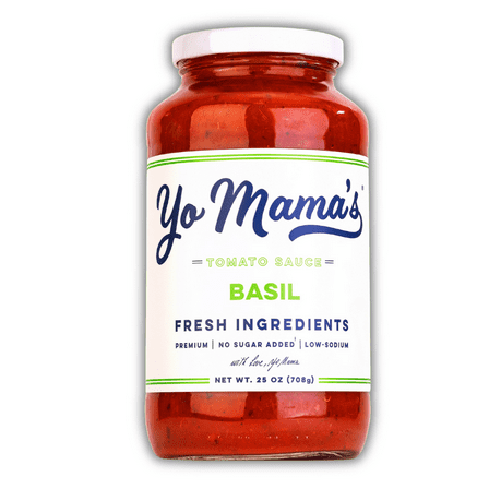 Pack of 6, Yo Mamas Foods Tomato Basil Pasta Sauce, 25 oz